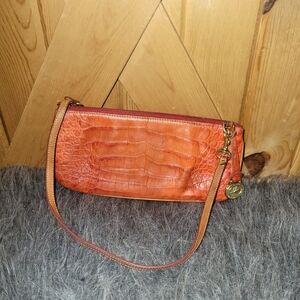 Brahmin Vintage Orange Crocodile-Embossed Mini Shoulder Bag